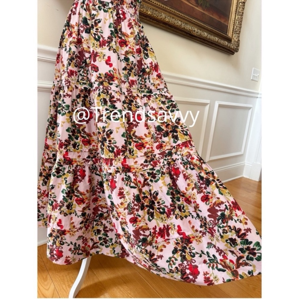 Anthropologie Somerset Floral Cotton Maxi Dress Pink Cottagecore Size S NWT - Picture 9 of 17